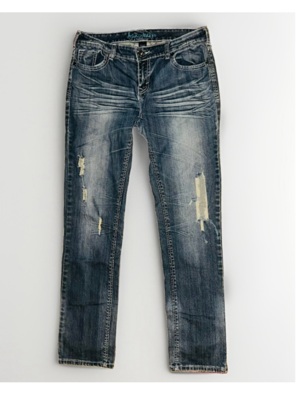 Women's Ariya Jeans Distressed Denim Jeans Size 12 Blue